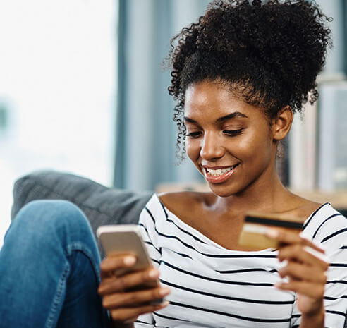 woman paying a bill online