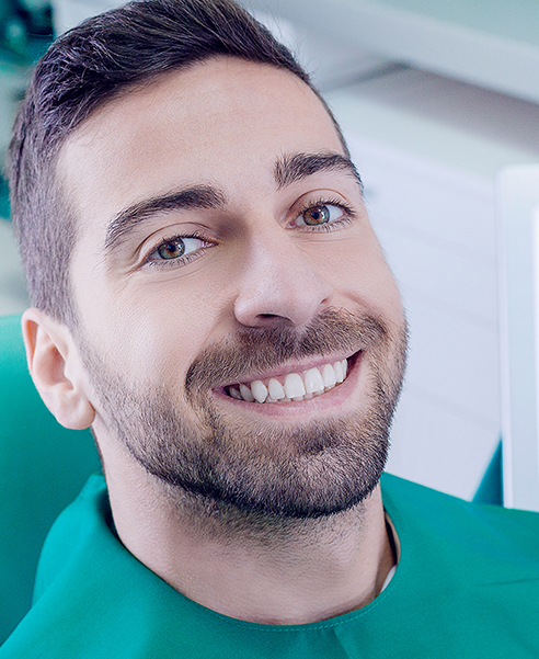 happy man at the dentist