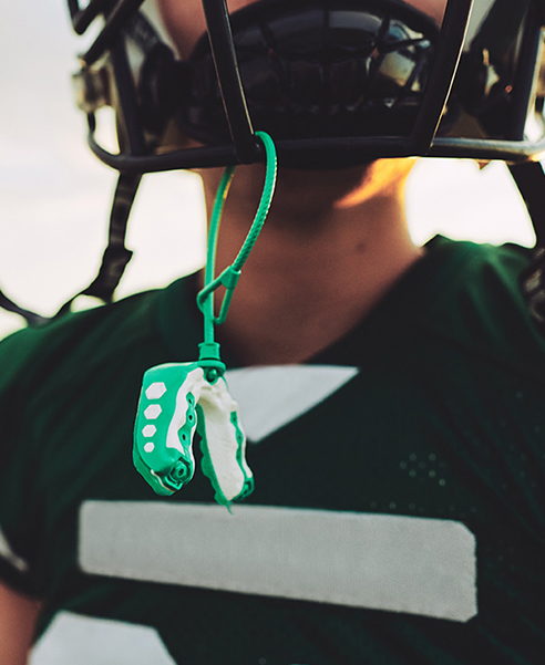 football player with mouthguard