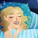 woman wearing a mouthguard at night, custom nightguard